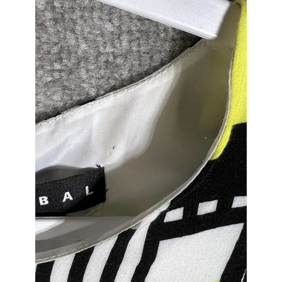 Tribal Geometric Sleeveless Dress Womens Size 8 Lined Rayon Pockets Black Yellow - Picture 6 of 16